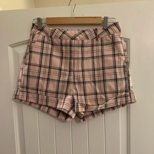 Satin pink/ black plaid